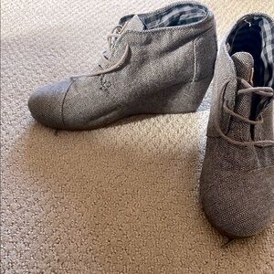 Brown Herringbone Wedge Ankle Boots